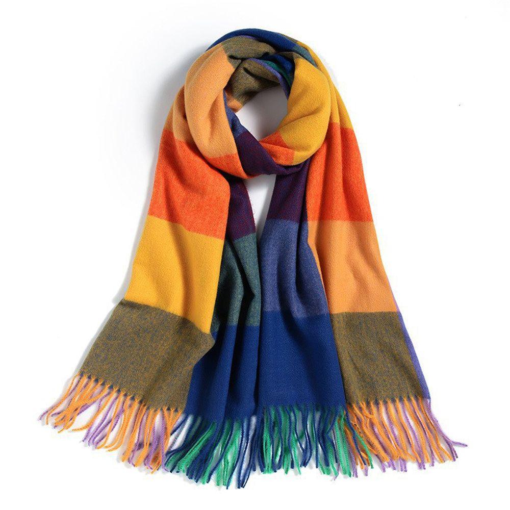Bandana Pashmina Warm Shawl Wrap Women Plaid Scarf Korean Style Scarf Autumn Winter Shawl Scarf