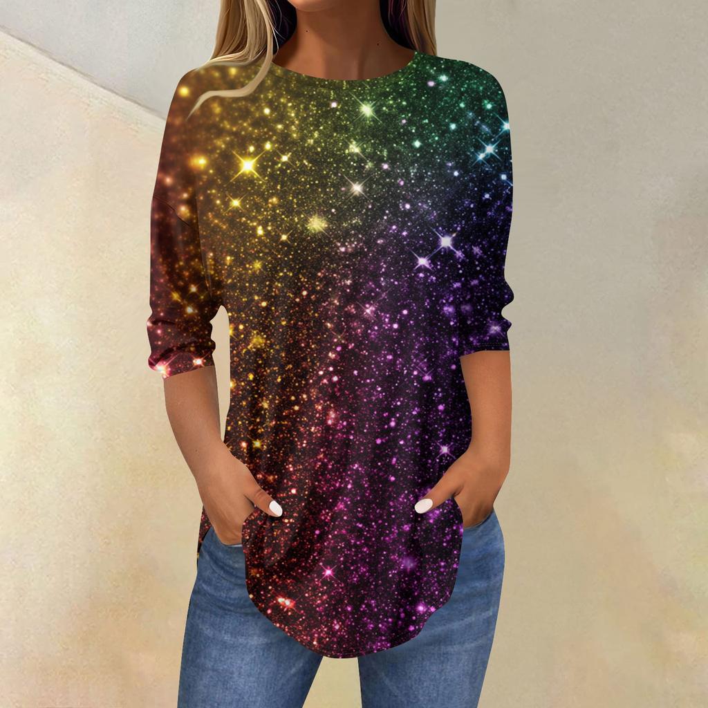 Camisetas para mujer Manga 3/4 Camisas Color Sólido Jersey Verano Primavera Tops Blusas