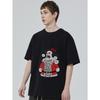 Black T Shirt with Santa Claus Skull Design and Text for Casual Wear