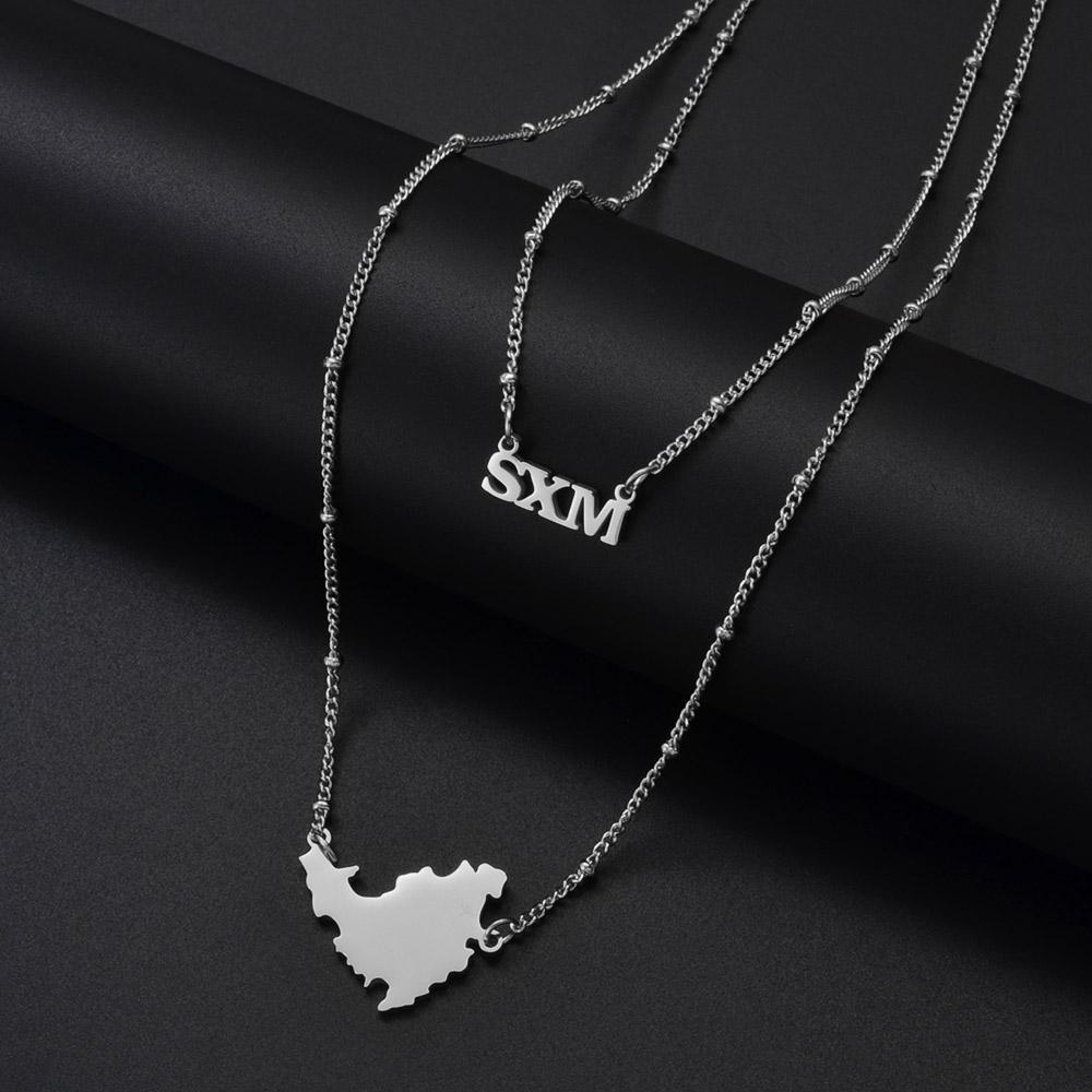 Anniyo Sint Maarten and Saint-Martin Double Necklaces Saint Martin SXM Jewelry @316321 50cm or 19.7 Inches