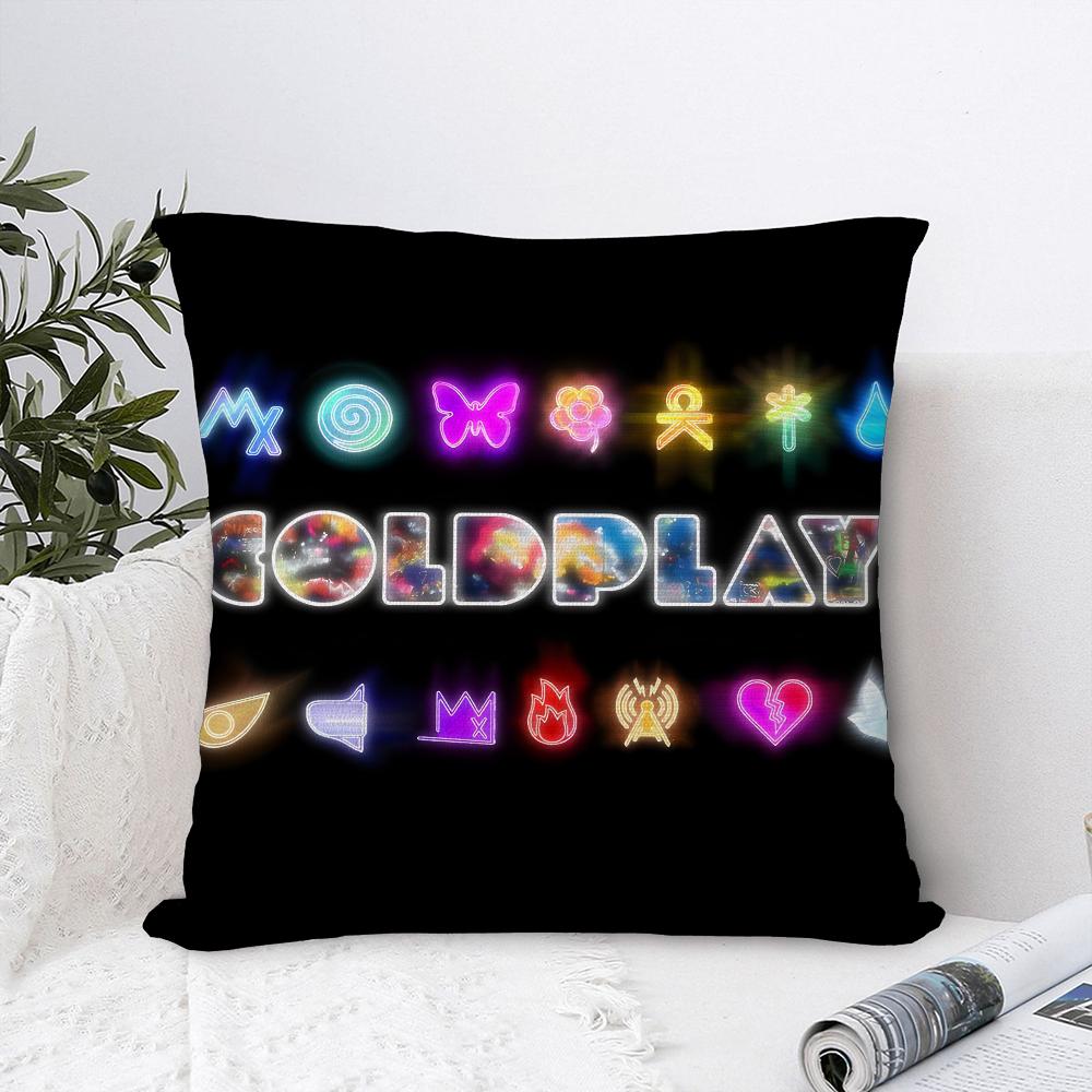 Federa Cuscino Banda Musicale C-Coldplay Tessuto Peluche Morbida Federa Stampa Double Sided Copricuscino per Divano Copricuscino