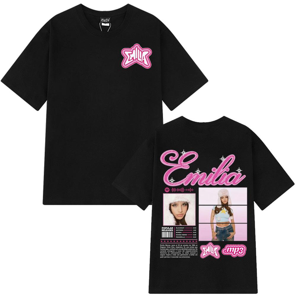 2025 Summer Graphic  Singer Emilia Mernes MP3 Tour Clothing for Men Aesthetic 100 Pure Cotton Breathable Leisure Tshirt Y2k