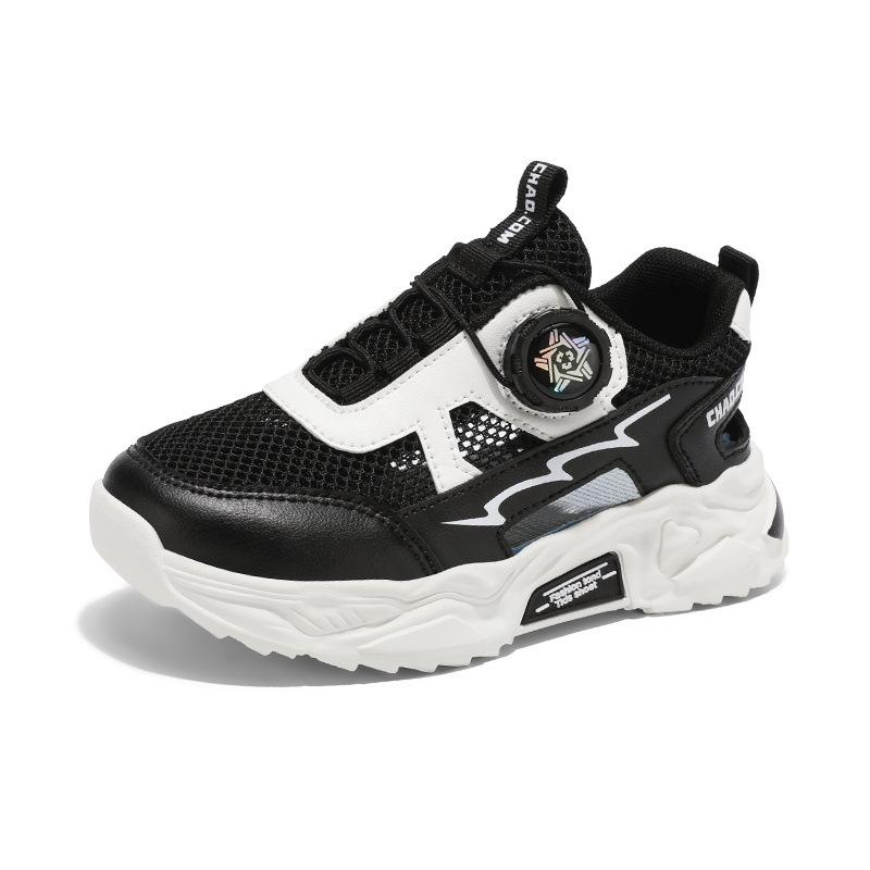 Boys' Sports Shoes 2025 Summer New Children's Primary School Students Rotating Button Breathable Casual Soft-soled Running Shoes