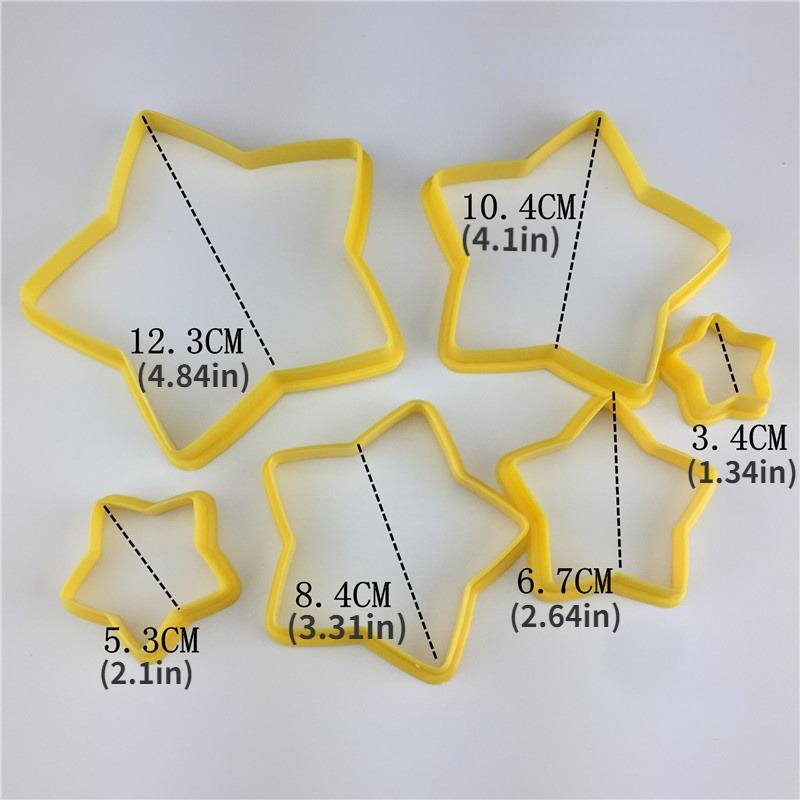 6pc/Set Christmas Tree Cookie Cutter Mold Stars Shape Fondant Cake Biscuit Moulds 3D Cake Decorating Tools