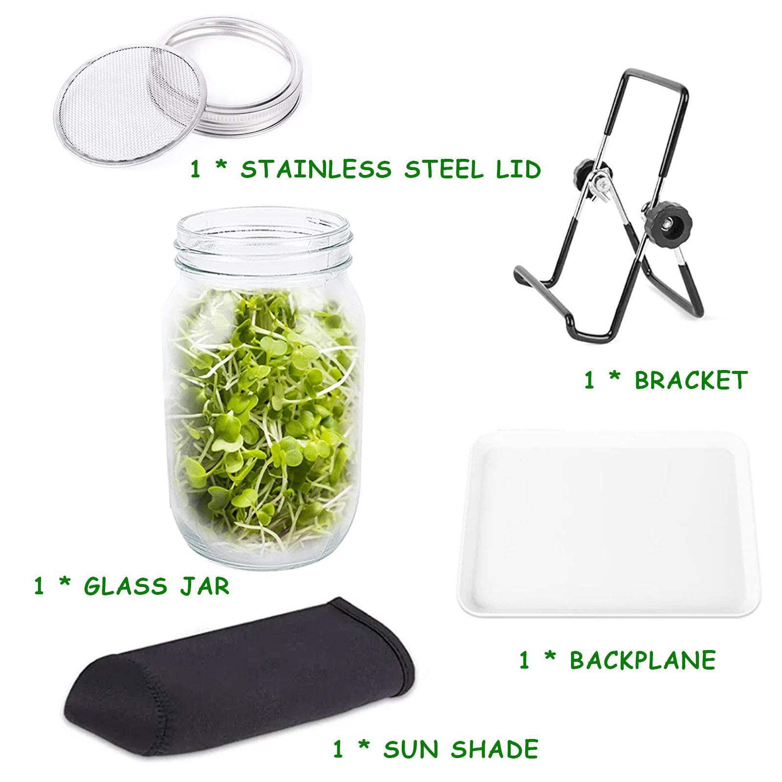 

Набор для проращивания семян с 2 банками Мейсона с широким горлом, прочный набор для выращивания ростков фасоли с крышками из нержавеющей стали