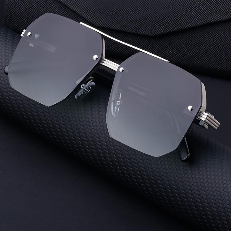 1 Pair of Zinc Alloy Men's Double Beam Square Glasses Semi Frameless with PC Lenses Casual Style Glasses