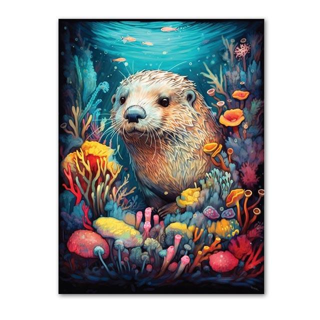 Abstract Modern Art Wall Poster Sea Turtle Jellyfish Dolphin Shark Animal Morden Sea Print Home Decor Canvas Painting Picture