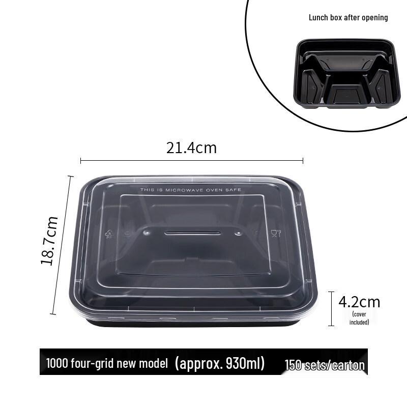 ZISIZ 1000ml Disposable Compartment Meal Box