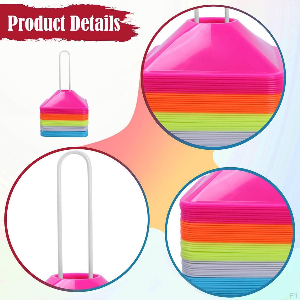 50 Pieces Soccer Cones Square Flexible 12.5cm with Holder Marking for Running Basketball Field