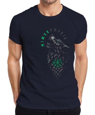 Viking Wolf Runes Vegvisir Norse Celtic Knot Fenrir Men's T-Shirt-