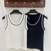 European Gold Embroidered Knit Vest – Slim Fit, Round Neck, Contrast Edge.