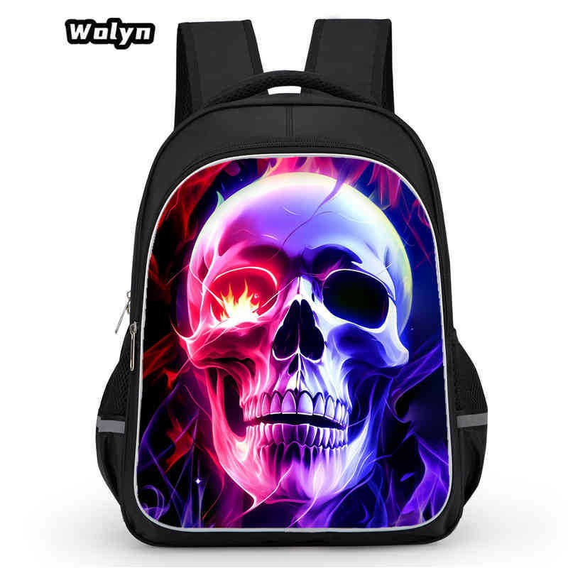 Skull Series Peripheral Animation Printing Backpack Student Bag Support