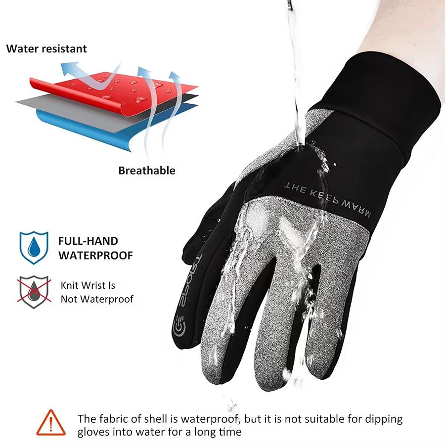 Ski Riding Gloves Men Winter Warm and Windproof Touch Screen Gloves Motorcycle Riding Outdoor Sports Running Full Finger Gloves
