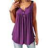 Summer 2020 Women's Solid Color Ruched Sleeveless Casual Mid-Length Button Vest T-Shirt