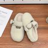 Internet celebrities winter new thick-soled half-tray women's shoes wear high-end grape mother Mao Mao shoes women wear warm cotton shoes