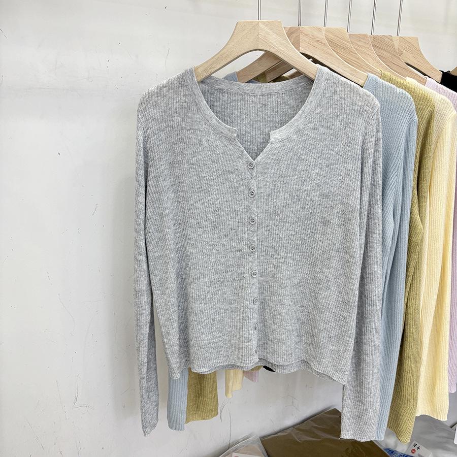 2024 Women's Lightweight Wool Knit Cardigan: Soft, Long Sleeve Sun Protection for Spring/Summer