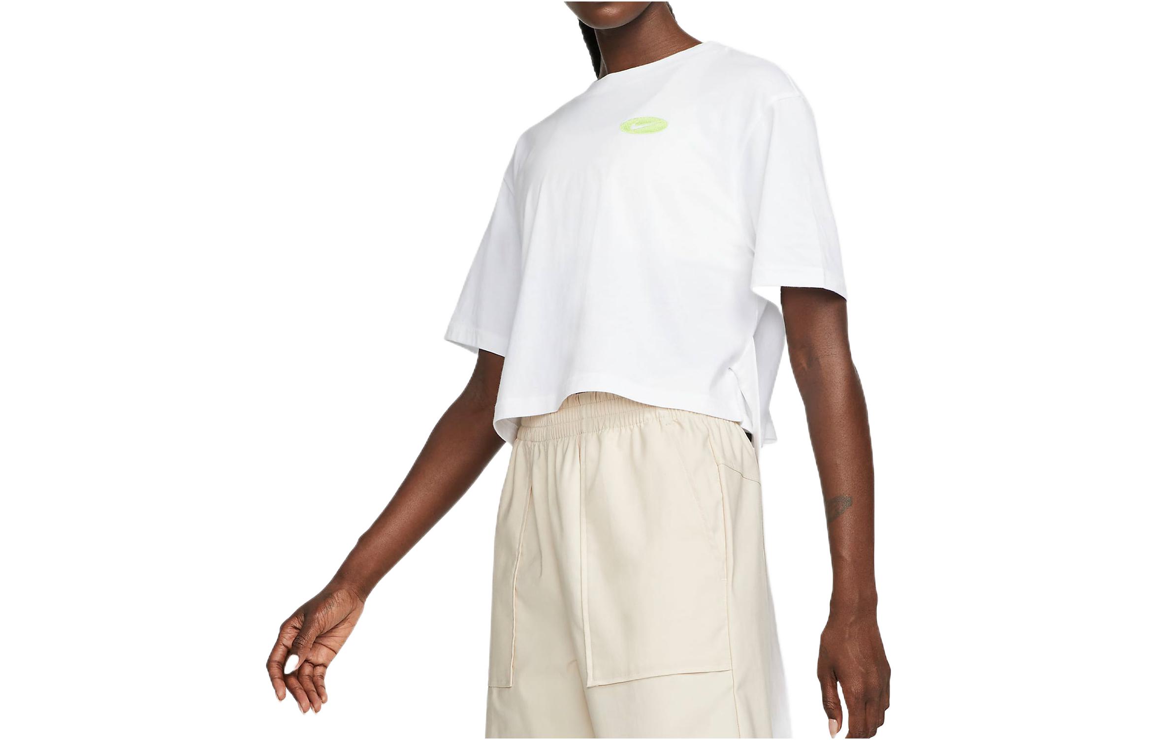 Nike Crop Tops Women s White Crew Neck Moderate DM6575-100 XXL