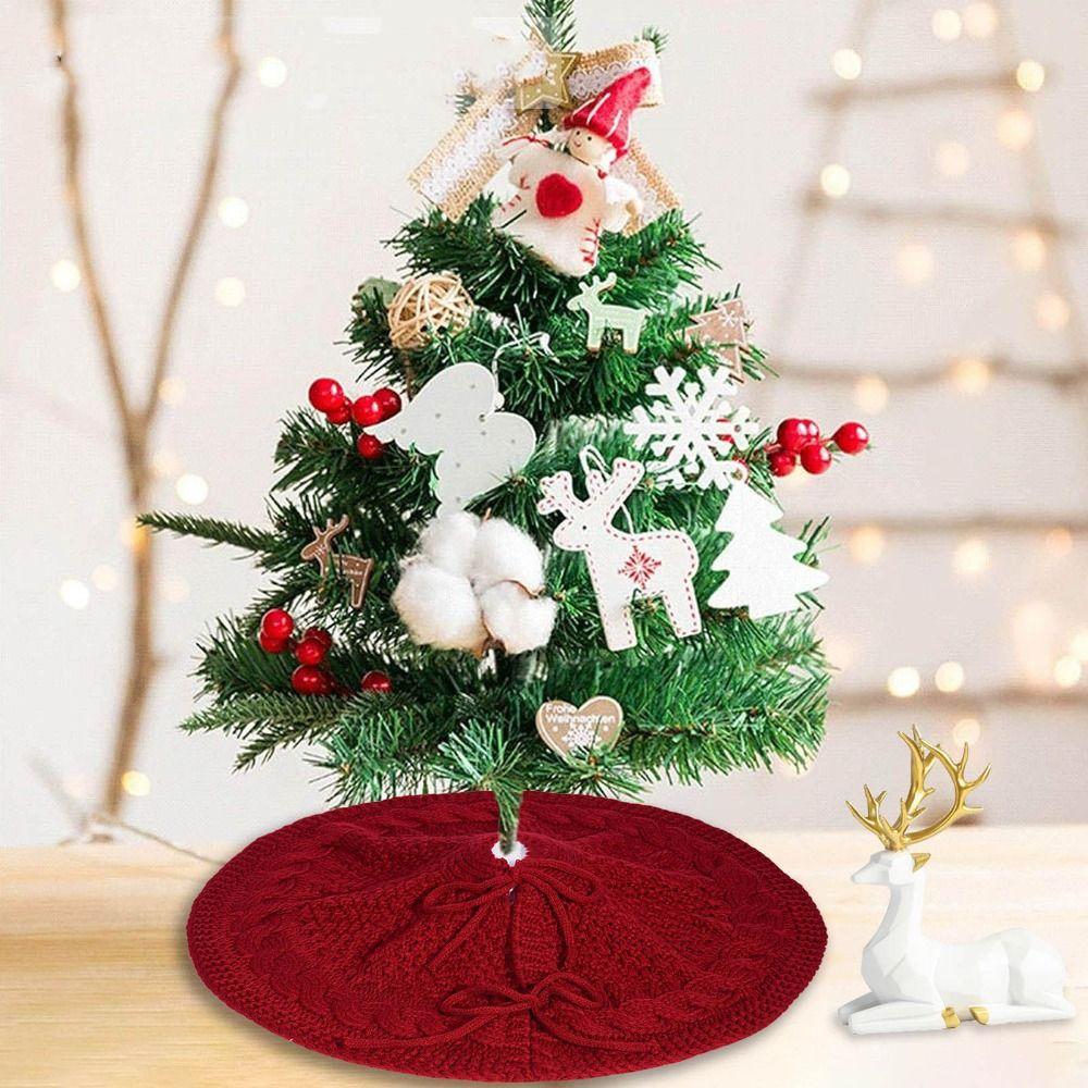 Red/White Christmas Tree Mat 18 in Christmas Tree Carpet Knitted Christmas Tree Skirt  Living Room