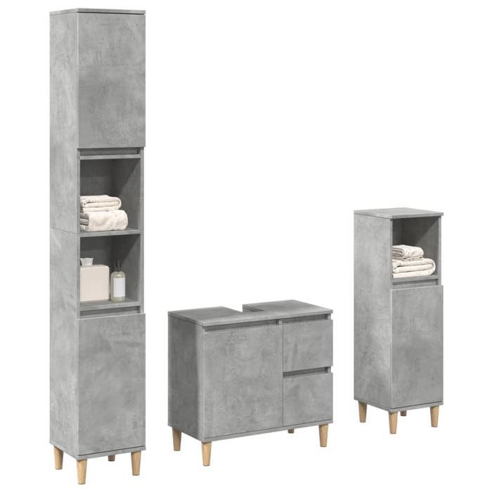 VidaXL Bathroom Furniture Set 3 Pcs Concrete Grey 3324945