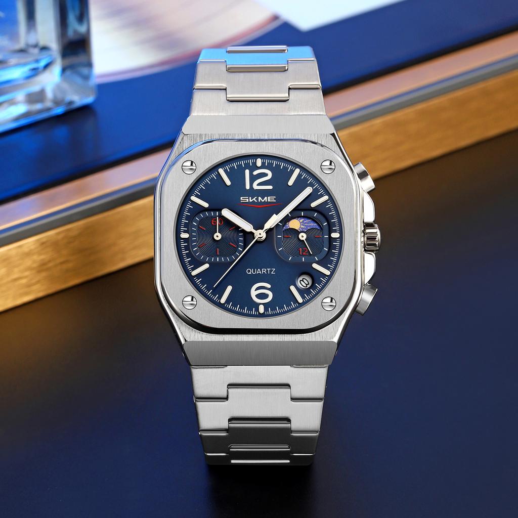 Men Watch Luxury Business Quartz Mens Watches Full Steel Waterproof Chronograph Wristwatch Men Relogio Masculino