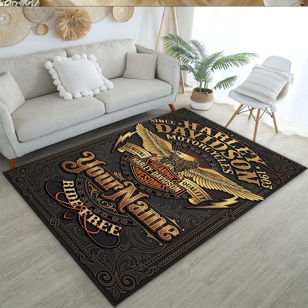 Harley-davidson Motorcycles Customize Your Name Floor Mat Perfect for Outdoor Dining Room Entryway Kitchen Antislip Carpet Anime Office Decor