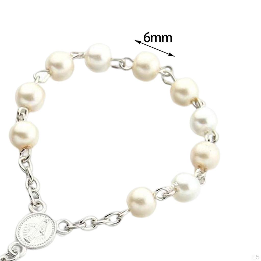 Religious Beaded Bracelet Pendant Gift Crafts Baptism Handmade Christmas