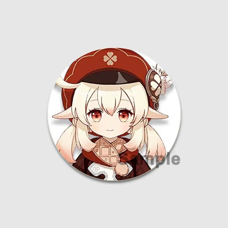 32/44/58mm Klee Pin Round Cartoon Funny Snap-in Brooche for Backpack Cothes Accessorie Anime Genshin Impact Collection Badge Hat Decoration