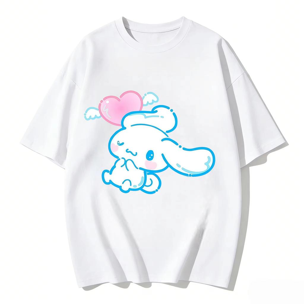 New Summer Cute Cinnamoroll TShirts Soft Cotton Short Sleeve Tees for Parents Kids Breathable Casual Daily Outfit Tops