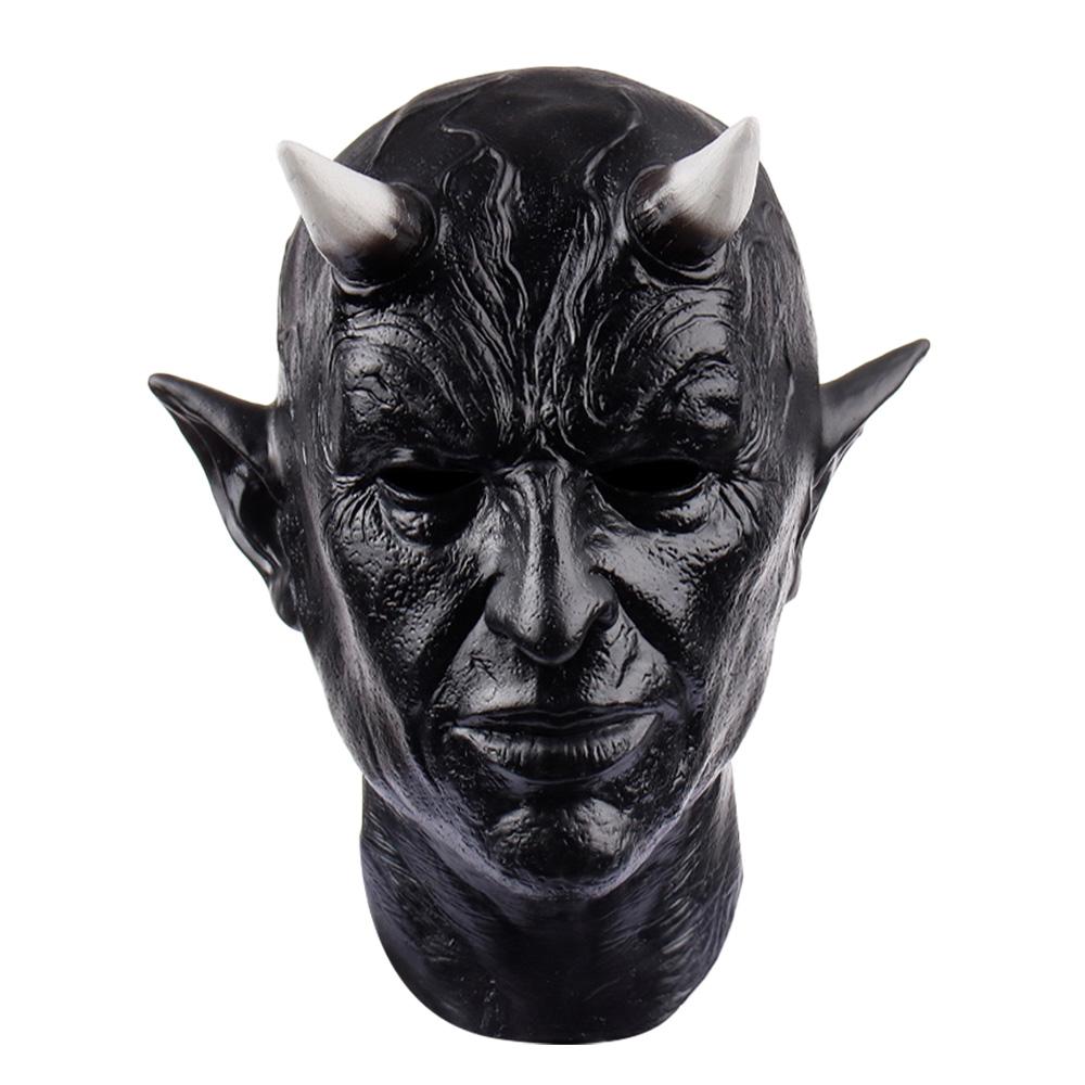 Mephistopheles Demon Horn Mask Cosplay Horror Devil Killer Latex Helmet Halloween Masquerade Carnival Party Costume Props