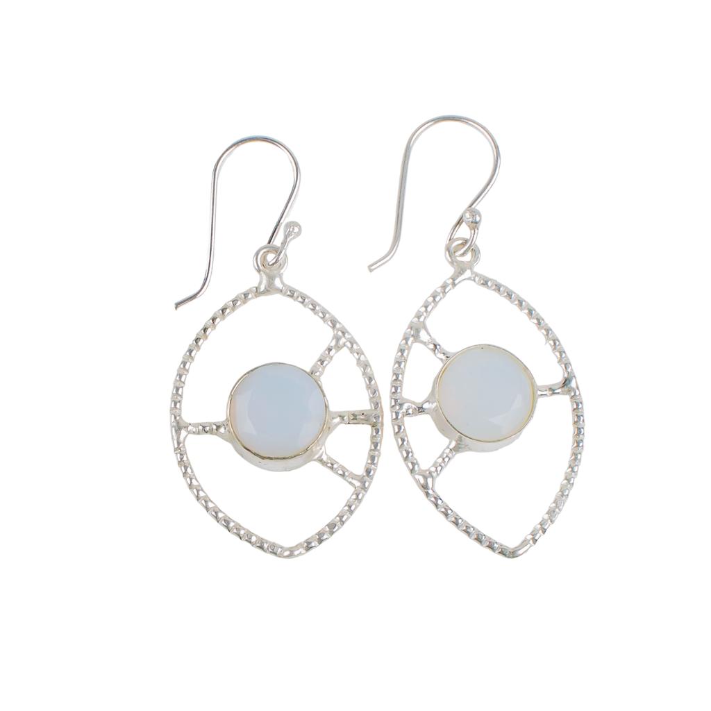Milky Opal Gemstone 925 Sterling Silver Jewelry Handmade Earrings 2.00" For Gift EE-52-15