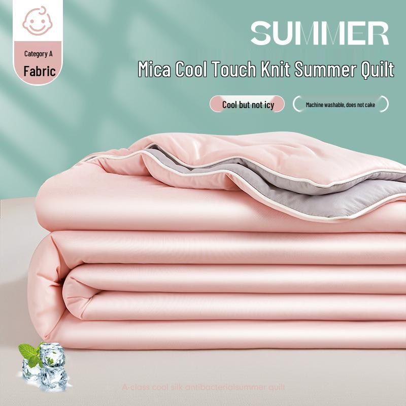 Class A Mica Silk Cooling Quilt with Spandex Cotton, Double-Sided, Washable for Summer Use