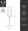 Seneca Champagne Flutes - Crystal Stemware for Wine & Cocktails, 9oz Set of 2, Clear, Dishwasher Safe