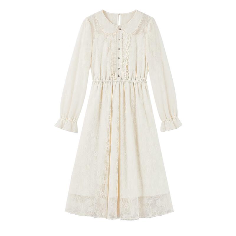 Elegantes Midi-Kleid mit Spitzen-Puppenkragen