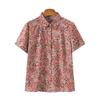 Mom's Mulberry Silk Floral Shirt - Short-Sleeve, Loose Fit for Mid-Aged Women