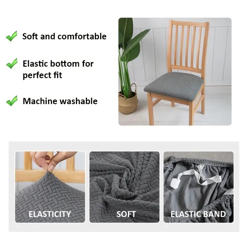 Jacquard Chair Seat Cover For Kitchen Dining Room Wedding Removable Stretch Elastic Dining Slipcovers Chair Cushion Cover 1PC