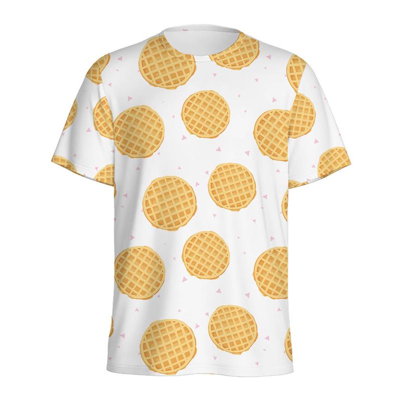 Chocolate Chip Cookie Seamless Pattern 3D All Over Print Short Sleeve T-Shirt Casual Top