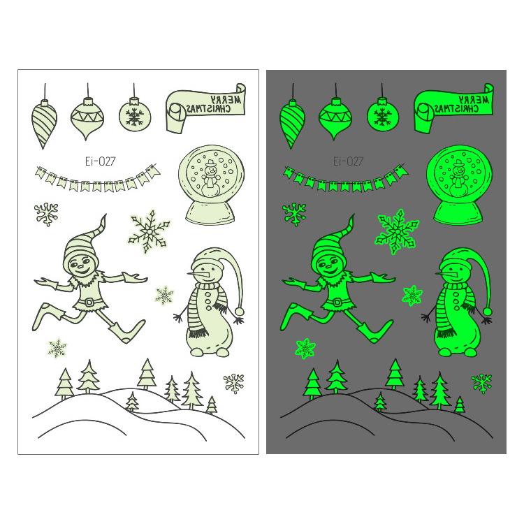 

Waterproof Luminous Cartoon Snowman Christmas Tattoo Stickers for Kids 120x75mm