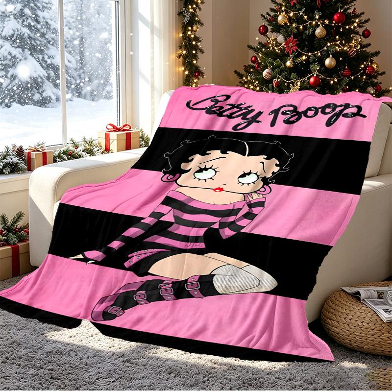 Betty Boop Pattern Blanket for Home Decoration, Bed, Sofa, Car Travel, Camping, Suitable for All Seasons, Birthday Christmas Gift