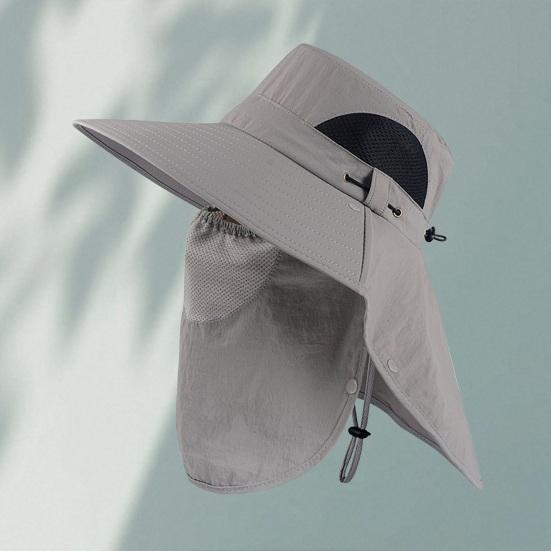 Fishing Bucket Hat with Detachable Neck Guard Adjustable Fishing Hat Windproof Breathable Mesh Sun Hat Wide Brim UV Protection