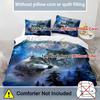 Snow Mountain Wolf Pattern 3D Printed Duvet Cover Set Wildlife Style Bedding Set Soft Comfortable Luxury Quilt Cover Pillowcases