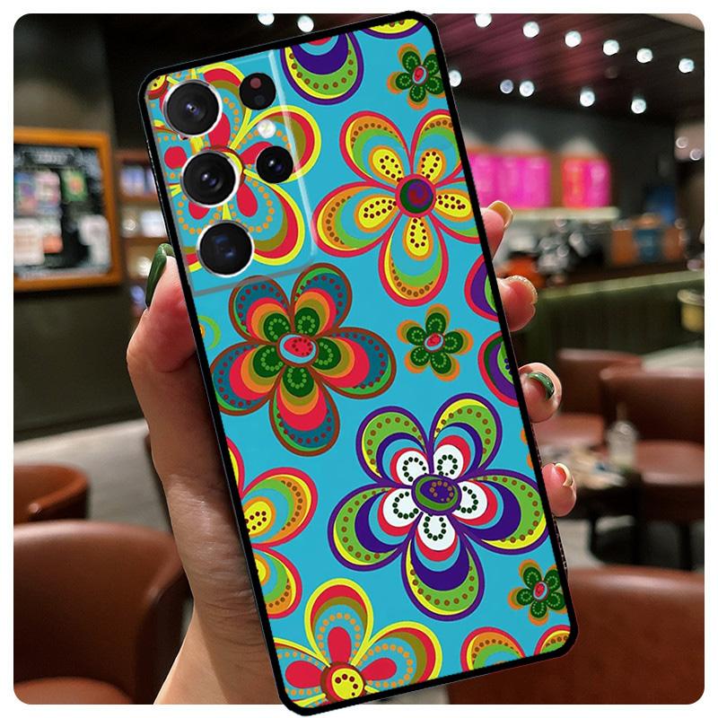 Hippie Daisy Tie-dye Flower Peace Phone Case For Samsung Galaxy S25 S24 S23 S22 S21 S20 Ultra S9 S10 Plus S25 FE S24 FE Cover