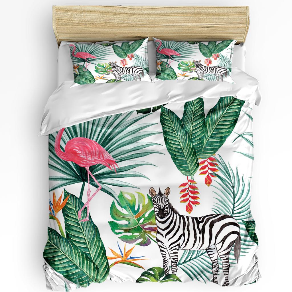 Nursery Bedding Set Comforter Duvet Cover Pillow Shams Funny Playful Jungle Animals Wildlife Mammal Bedding Cover Double Bed Set