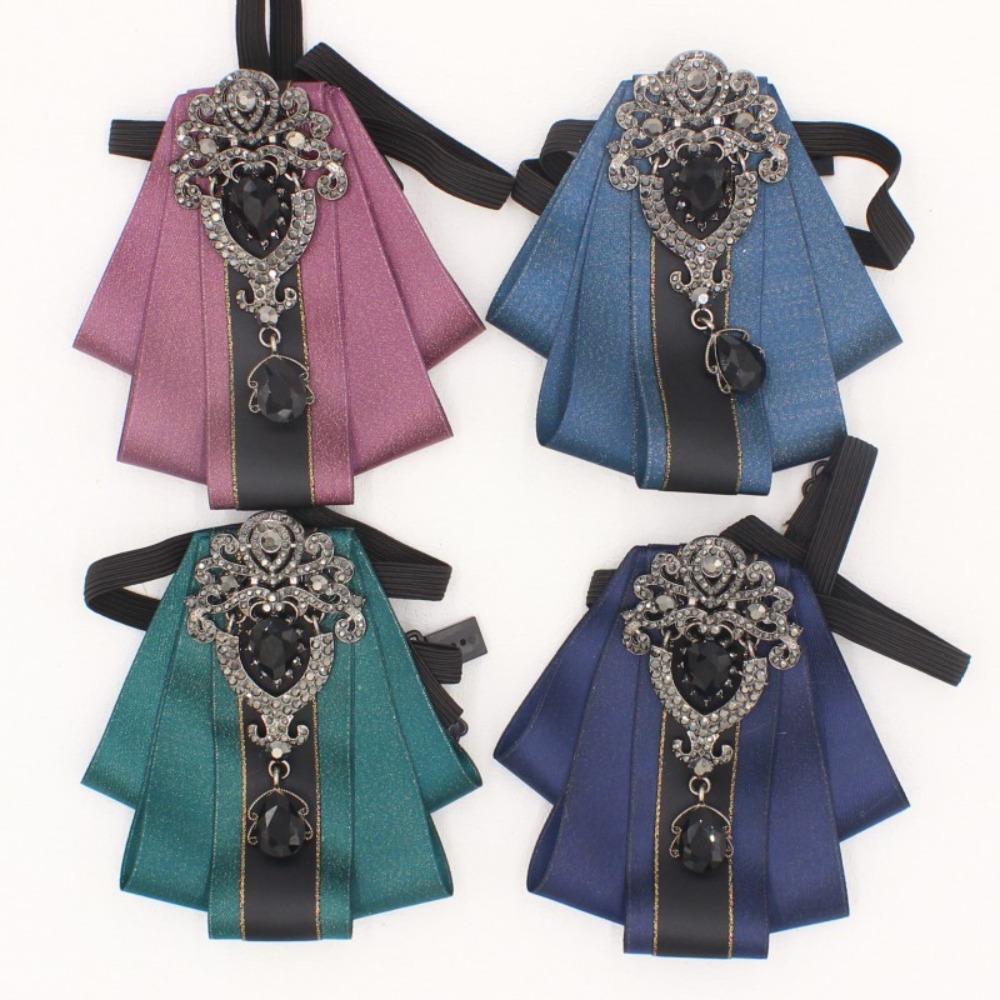 

Adjustable Ribbon Neckties for Men Shirt Vintage Men s Suit Bow Tie Brooch Collar Accessory зелений