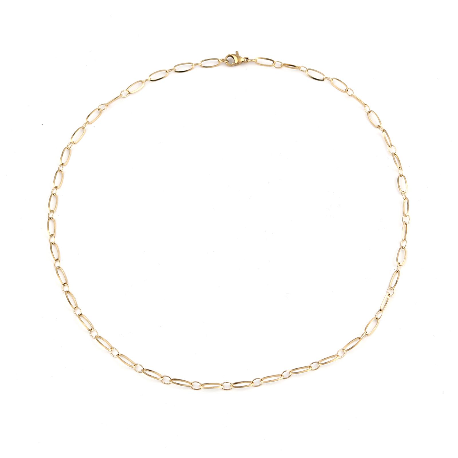 

New Hot Sales Stainless Steel Gold Color Necklace Fashion Oval Chain Necklace For Women Classic Jewelry Gifts 50cm(19 5/8 ) long