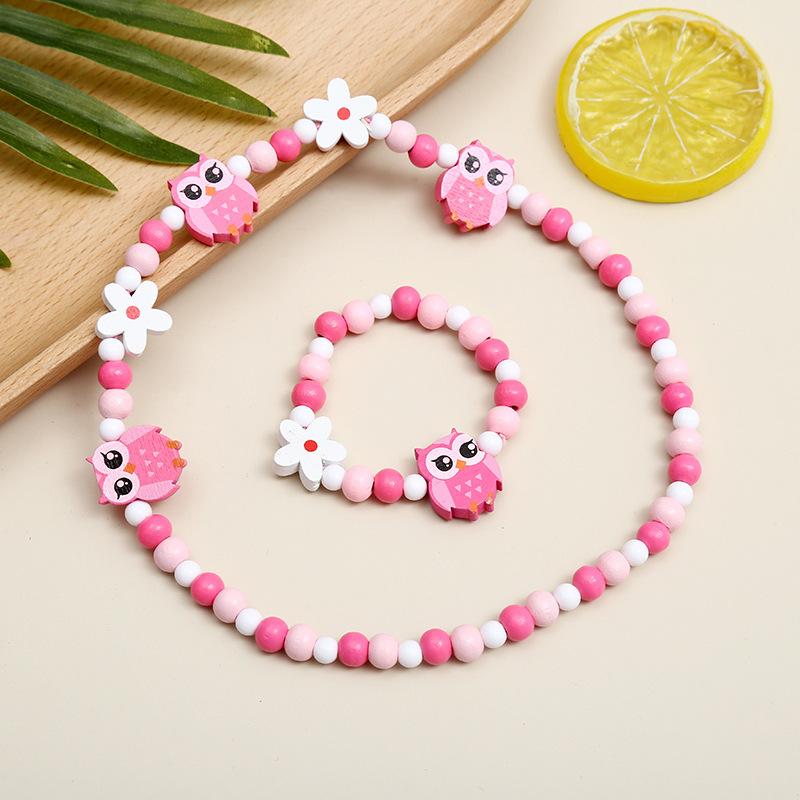 2pcs Children's Luminous Necklace Bracelet Set Cartoon Princess Jewelry Accessories Makeup Toys for Kids Girls Birthday Gifts