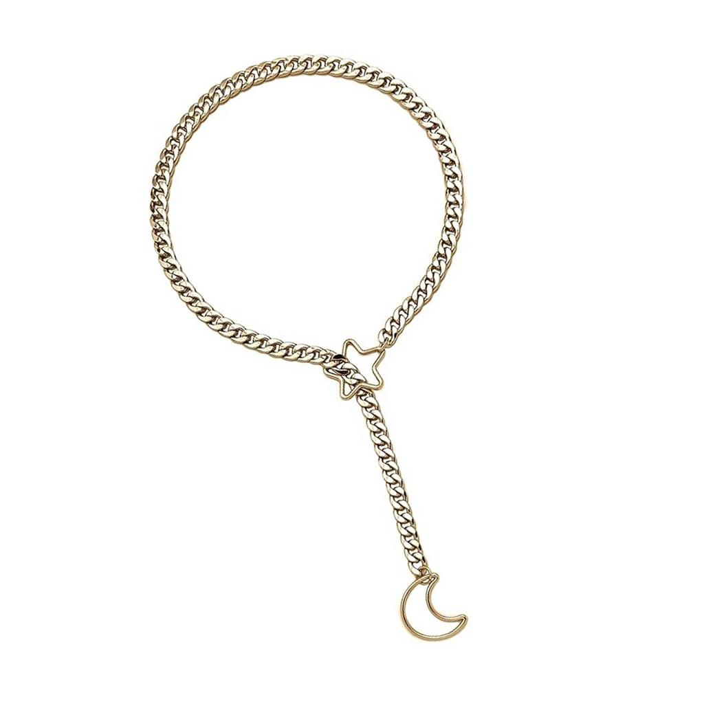 Elegant Star Moon O Rings Choker Necklace for Women Adjustable Cuban Lariat Y Necklace Jewelry Statement Pieces