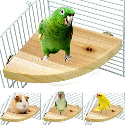 Wooden Material Bird Perch Platform Assorted Sizes Cage Accessories Corner Shelf  Aviary