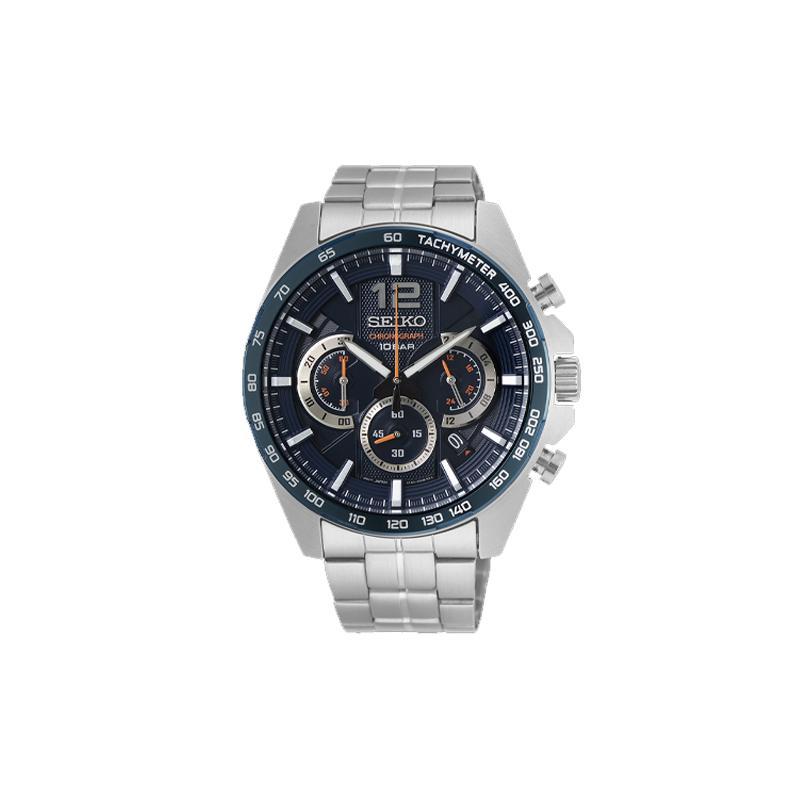 SEIKO Quartz Steel Strap men s watch blue dial SSB345 синий