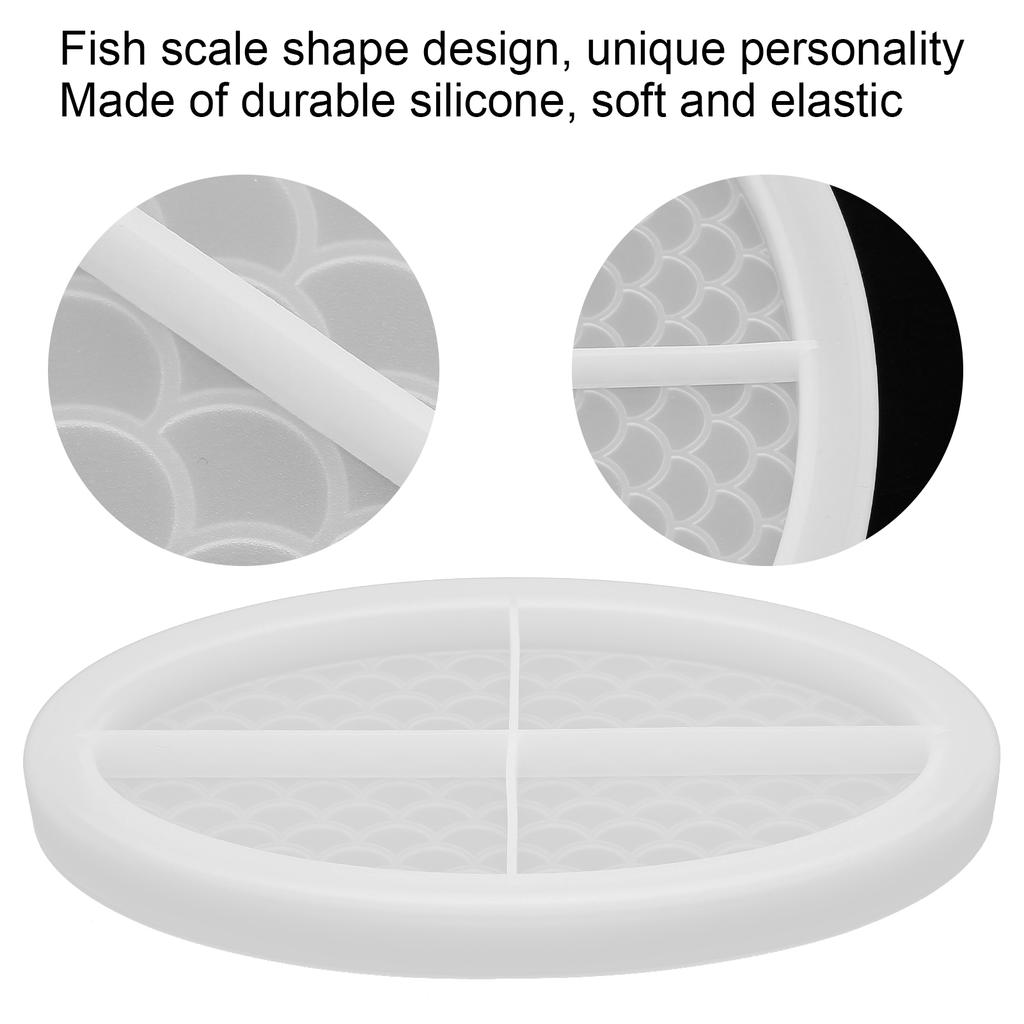 Resin Tray Molds Fish Scale Shape Design Easily Demold Repeated Use Soft DIY Resin Tray Molds for Jewelry Storage Dishes