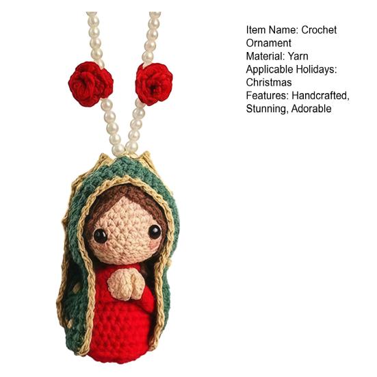 Niedliche Marienstatue Auto Innenraum Dekoration Handgehäkelt Jungfrau Maria Auto Rückspiegel Anhänger